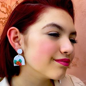 Polymer clay earrings with flowers